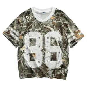 HYPESTFIT Men's Football Jersey T-Shirt Breathable Mesh Oversized Streetwear Top for Comfortable & Stylish Wear