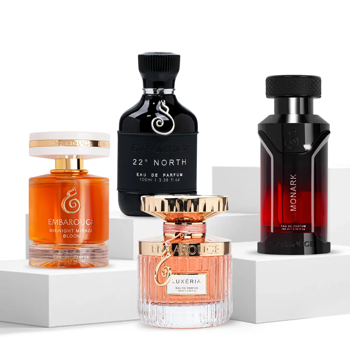 Embarouge All-Star Edition | 4-Pack Perfume Gift Set | 4x100ml | Best Selling Men's & Women's Fragrances | Monark, Luxeria, Bloom & 22° North | Long Lasting Eau De Parfum