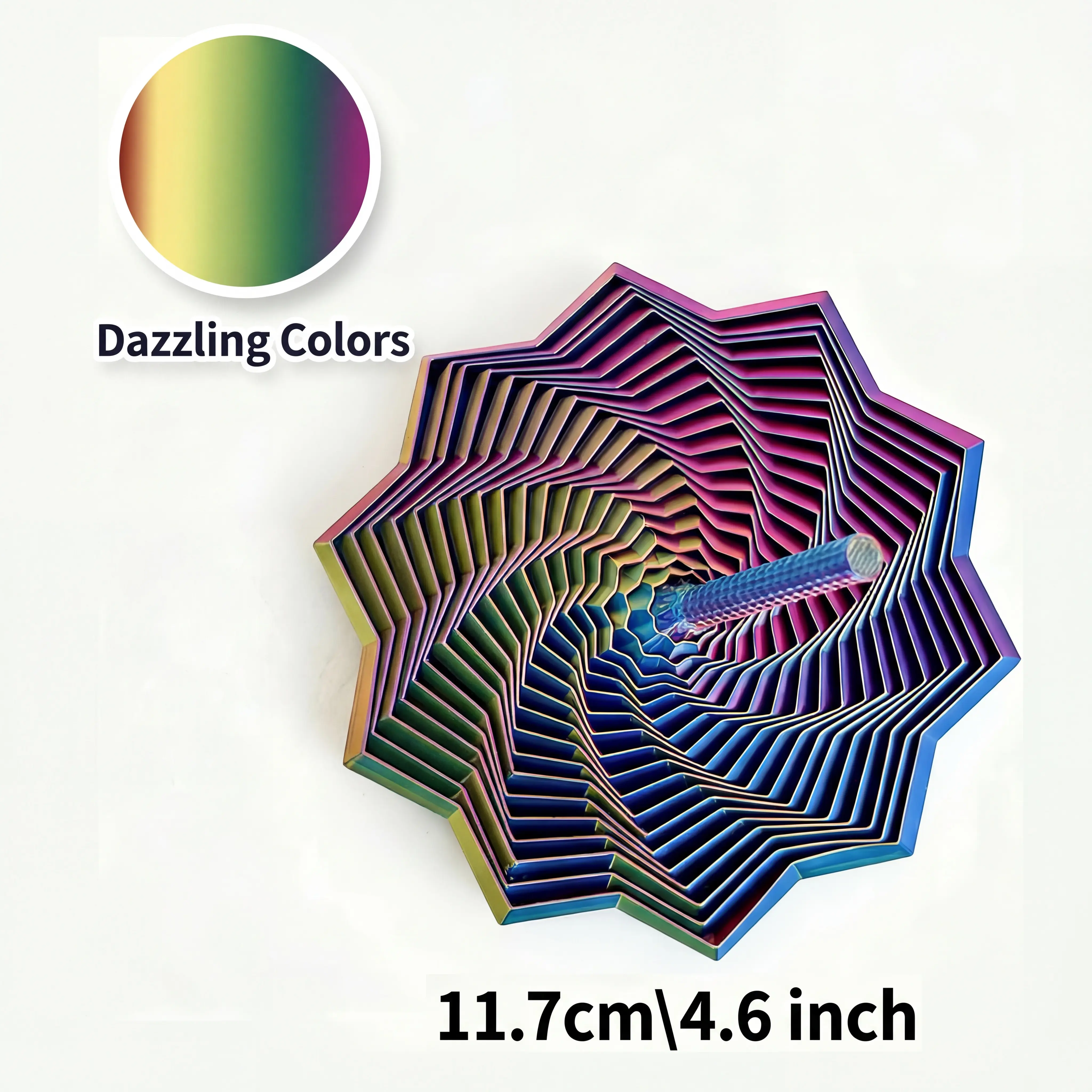 3D Printed Expanded Sensory Fidget Star 2025 Decagram with Handle Honeycomb Spiral Fractal Hexagon for Stress Relief & Engaging Activities