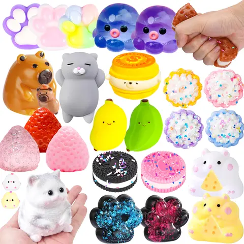 Squishies Toys Set - 1/2/3/5/6 Pcs Assorted Collectible Fidget & Relax Squeezes, Adorable Cat Paw, Fake Food, Cute Animal Themes, Halloween-Ready Gift Ideas, AdultChildren Christmas Gifts, Above 12 Birthday Presents