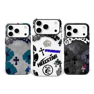 Luxury Cotton Wreath Chrome Cross Phone Case – Gothic Streetwear Aesthetic 2D Printed Design | Heavy Duty Shockproof Tough Protective Cover | Durable Hard Case | Compatible With iPhone 11–17