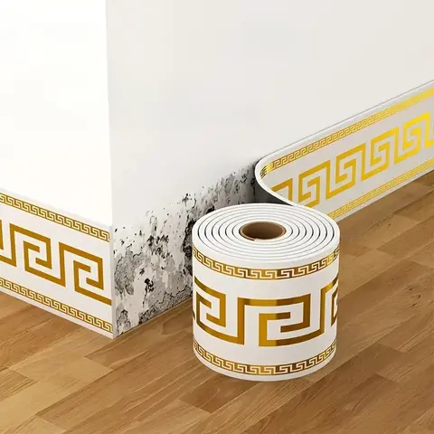Self-Adhesive Vinyl Baseboard Trim (3.94in x 196.85in) - Peel-Stick Ease, Wall Corner Guard, DIY Floor-Wall Protection, Removable Skirting Board, Countertop Edge Guard, Ceiling Corner, No-Tool Installation Home Decor Supply