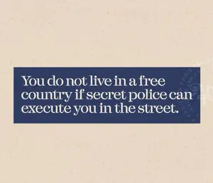 ABOLISH ICE BumperMagnet, You do not live in a free country if secret police can execute you in the street, human rights, social justice, immigrant rights