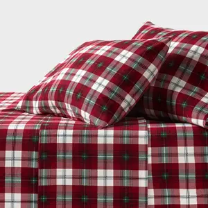 Threshold Holiday Flannel 4-Piece Sheet Set Cozy Soft OEKO-TEX All-Round Elastic