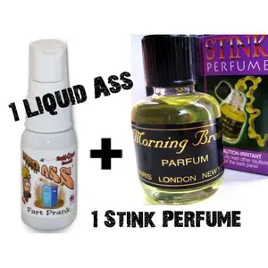 1 LIQUID ASS SPRAY TOP  &  1 STINK PERFUME BOTTLE - Combo Prank Gag Set
