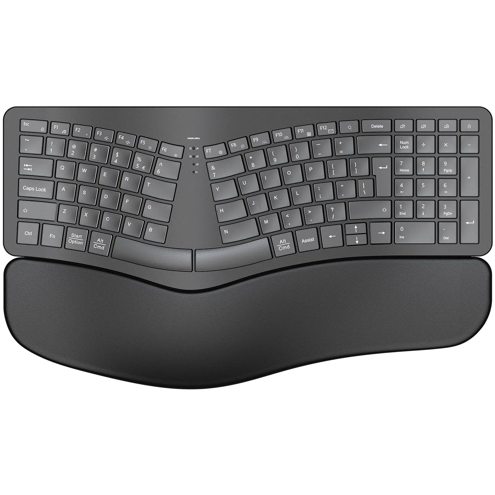 Wireless Ergonomic Keyboard, Split Keyboard with Wrist Rest, Full Size 2.4G USB Computer Keyboard, Compatible with Windows, Mac OS, PC Computer/Laptop Rechargeable Wireless Keyboard Wireless Membrane Keyboard