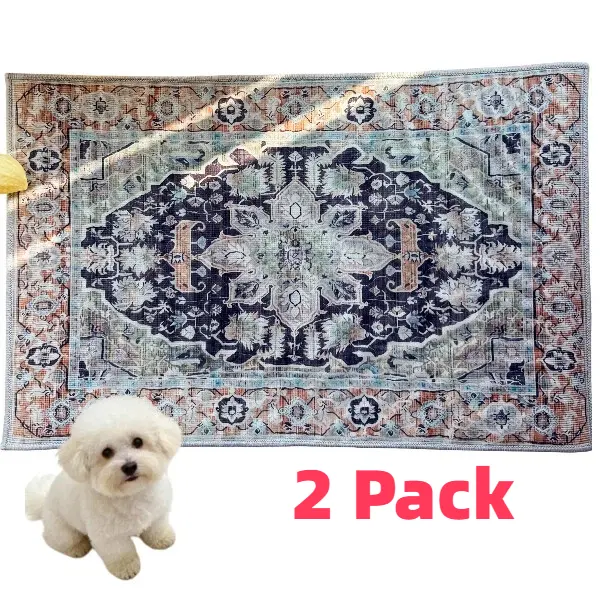 2-Pack Boho Washable Pet Pee Pads - 17in×27in Eco-Friendly Waterproof Leak-Proof Dog Training Mats, Blends Decor Home Floor Protection, Puppy Essentials
