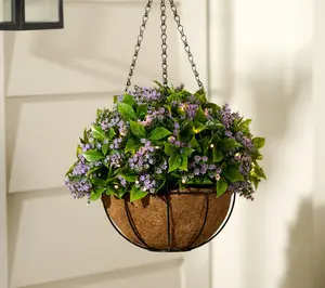 Bethlehem Lights Illuminated 15" Wispy Floral Hanging Basket