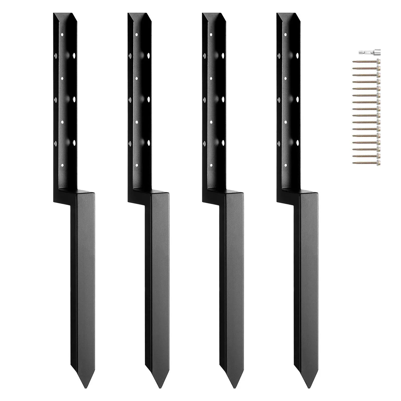 VEVOR Fence Post Anchor Repair Kit,  4 Pack Inner Diameter 2 x2 Inches Heavy Duty Steel Fence Post Support Stakes, Anchor Ground Spike for Repair Tilted, Broken Wood Fence Post#BackToSchool