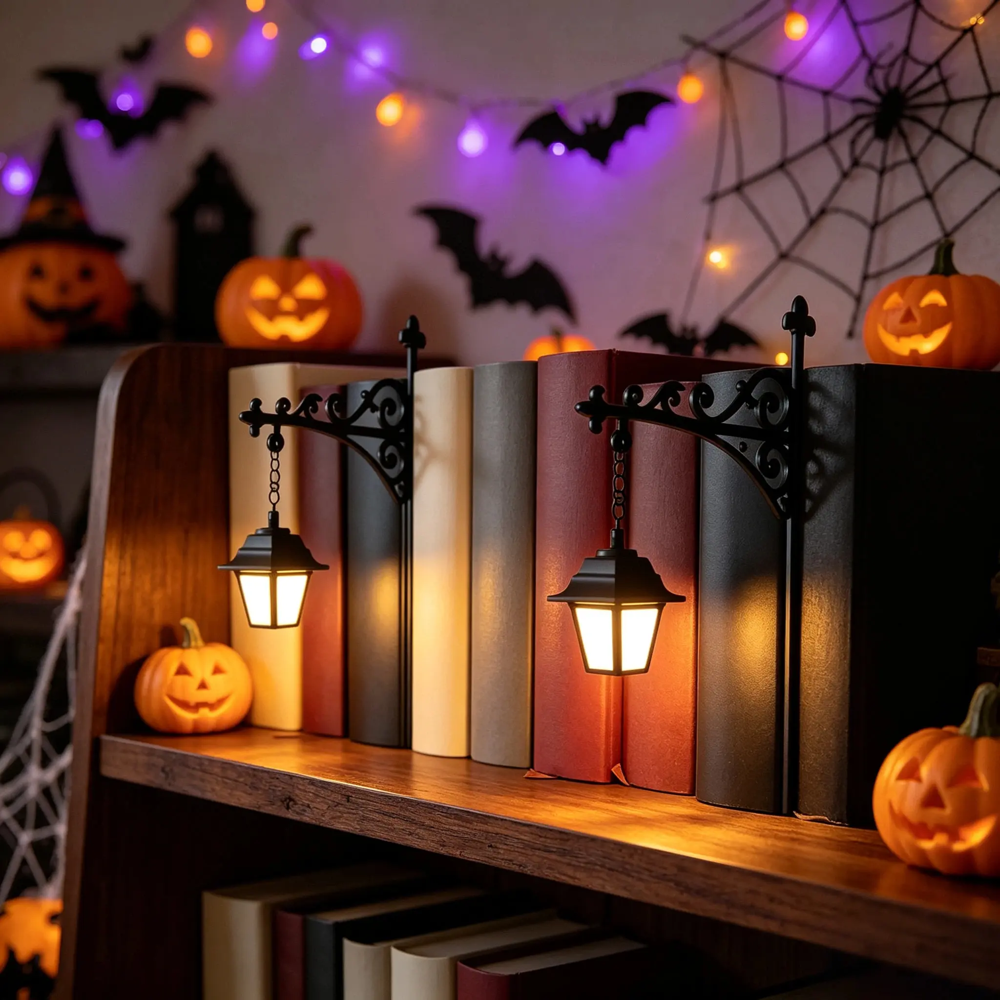 Antique LED Library Lantern - Compact Warm-Light Decorative Bookshelf Lamp for Book Lovers, Book Lover