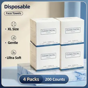 XL Clean Face Towels — larger than your face, ultra-soft and thick disposable facial towels; 50 sheets per box for incredible value; durable plant-fiber washcloths, a must-have for sensitive skin; disposable facial towels—an upgraded alternative to tradit