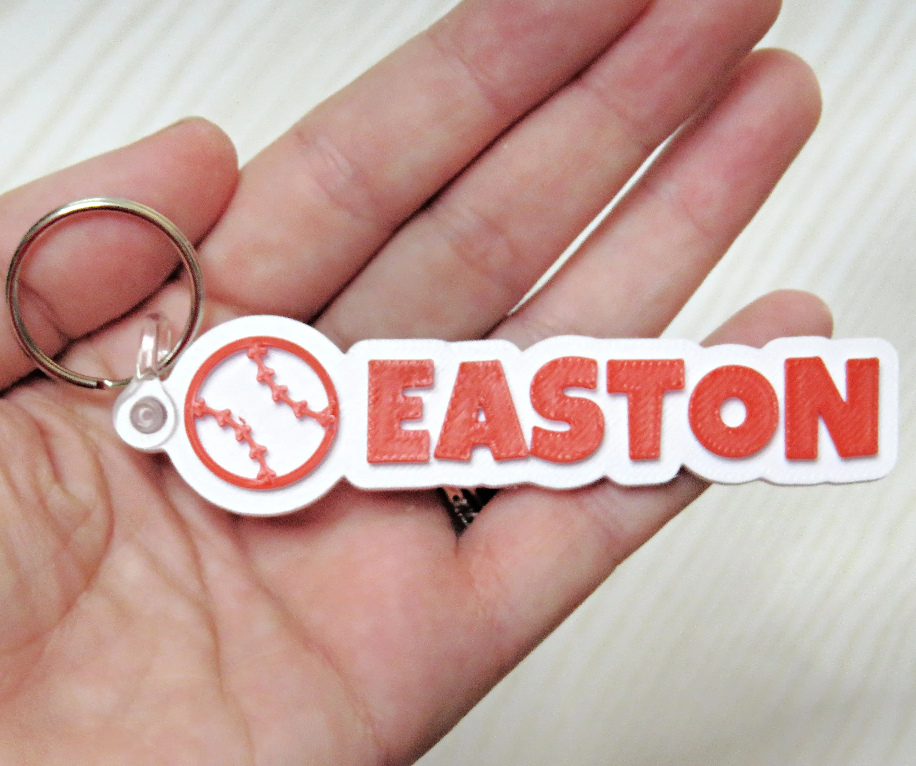 Personalized Baseball Keychain Bag Tag – Custom 3D Printed Name Tag for Baseball Players Sports Bags and Backpacks