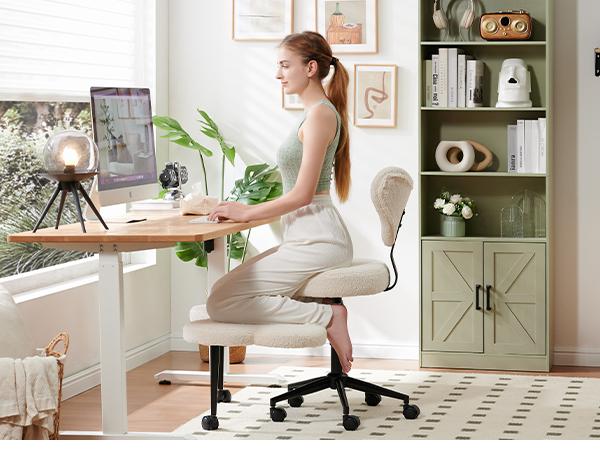 Pinmoco Heart-Shape Ergonomic Cross Legged Swivel Chair - Adjustable Height, Teddy Fabric, Back Support, Versatile for Home & Office Use Pinmoco Heart-Shape Ergonomic Cross Legged Swivel Chair - Adjustable Height, Teddy Fabric, Back Support, Versatile for Home & Office Use