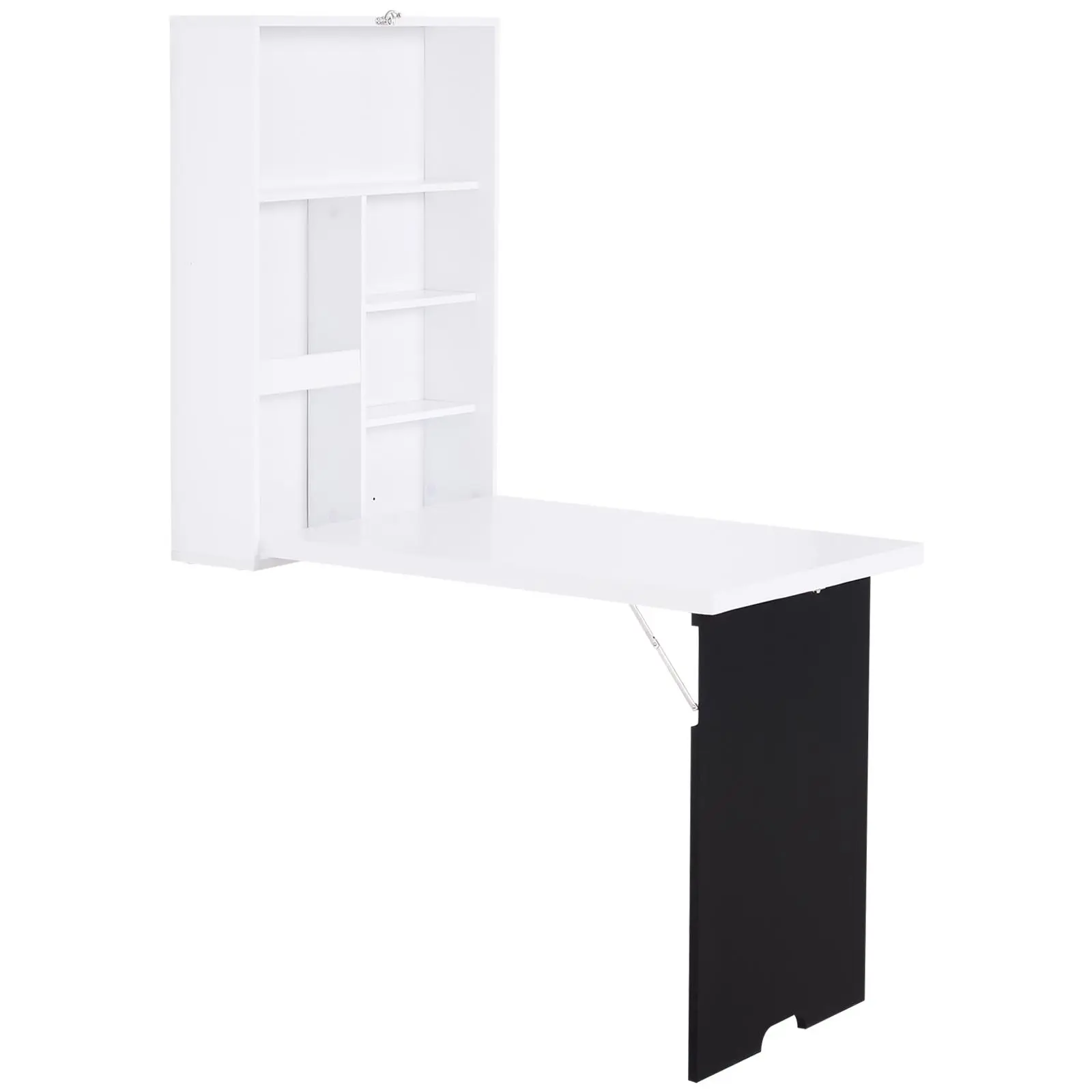 HOMCOM White Wall-Mounted Foldable Floating Desk with Blackboard, Shelves, Durable Computer Workstations, Furniture-Style Computer Workstations, Convertible Office Furniture
