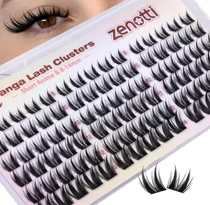 Manga Lash Clusters Anime Eyelash Clusters Wispy Cluster Eyelash Extensions Natural Bunny Fairy Individual Lashes Short 8-14MM CC-Curly Wet Look Lashes Extensions by zenotti