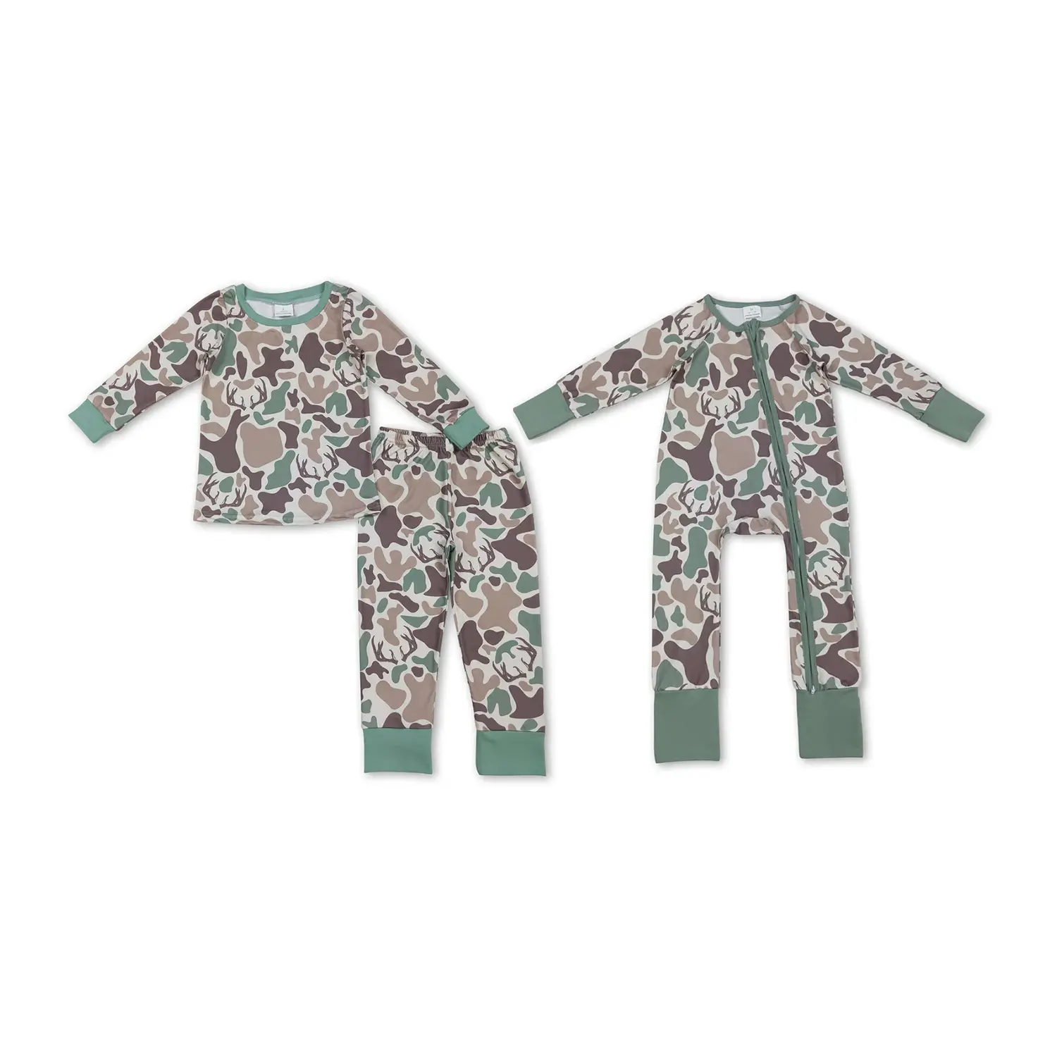 Baby Boy's Deer Print Cotton Sleepwear, Cozy Long Sleeve Sleeper Romper, Hunting Season Jumpsuit (0-3M - 2T), Deer Print Fun, Cotton Blend, Sleepwear Set, Animals