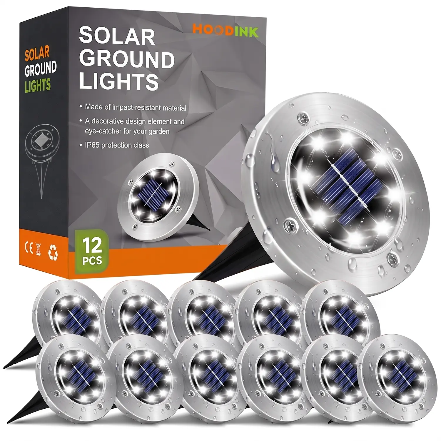 Hoodink Solar Lights for Outside,12 Pack Solar Lights Outdoor Waterproof, Solar Garden Lights Landscape Lighting for Patio Pathway Lawn Yard Deck Driveway Walkway, Cold White,dorm essentials,home decor,home essentials,camping essentials