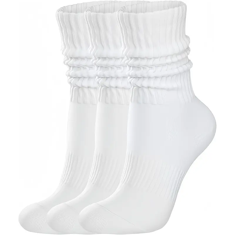 3-Pack Women's Knee-High Socks: Retro Solid-Color, Loose-Fit Mid-Calf Socks - Cotton Casual Sports Socks - Thick Ribbed, Comfortable, Loose-Fit Socks - Moisture-Wicking and Breathable - A Must-Have for Everyday Outfits