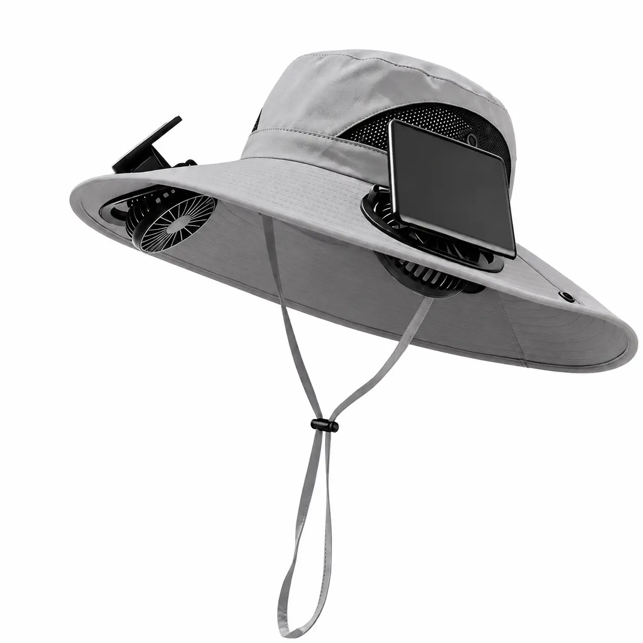 Unisex Cooling Solar-Powered Fan Hat - 1-Fan/2-Fan Styles, Wide Brim, Breathable Mesh, Adjustable Speed, Adjustable Strap, UV Protection, for Hiking, Gardening