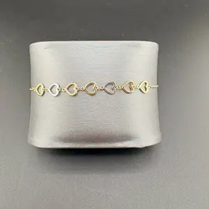 Gold 14k bracelet hearts design adjustable size