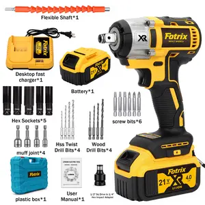 Fotrix 21V Brushless Impact Wrench All-in-One Kit with 520N·m Torque & 20+ Accessories for Auto Repair & Home Improvement High-Power Brushless Impact Wrench with High-Capacity Lithium Battery ryobi tools bit storage french cleat impact wrench