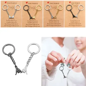 2Pcs Pinky Promise Couple Keychains - Cute Matching Valentine's Day Gift for Him/Her, Long Distance Relationship Gift for Boyfriend Girlfriend, Best Friend Anniversary Birthday Jewelry Gift
