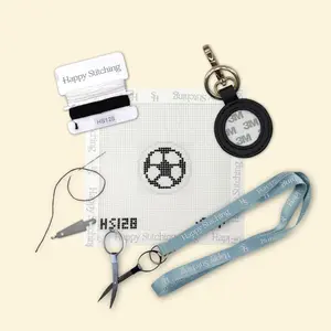 Happy Stitching - Goal Getter Soccer Needlepoint Key Fob Kit - Self Finishing Needlepoint Kit