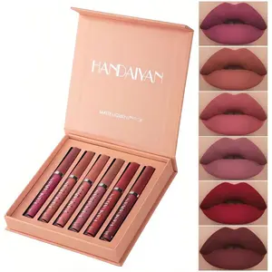 6-Piece Matte Liquid Lipstick Set, 24-Hour Transfer-Proof, Long-Lasting, Hydrating & Non-Sticky, Waterproof  Stain Sets for Women, Cruelty-Free  Makeup christmas lip stick neutral blush la Light Color black Retro Simply Smoked Lipstick pearlescent sparkly