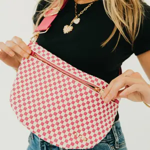 Westlyn Woven Bum Bag in Multiple Color Options, including Check Design - Removable Adjustable Strap Versatile Vegan Leather