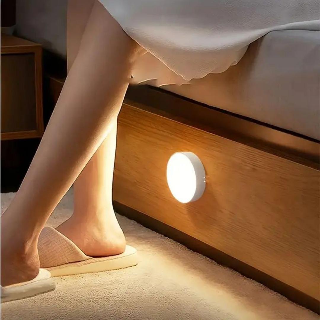 5-10 LEDs Motion Sensor Light, USB Rechargeable Round LED Light, Dimmable Night Light for Bathroom, Storage Cabinet, Stairway, Corridor & Office Space