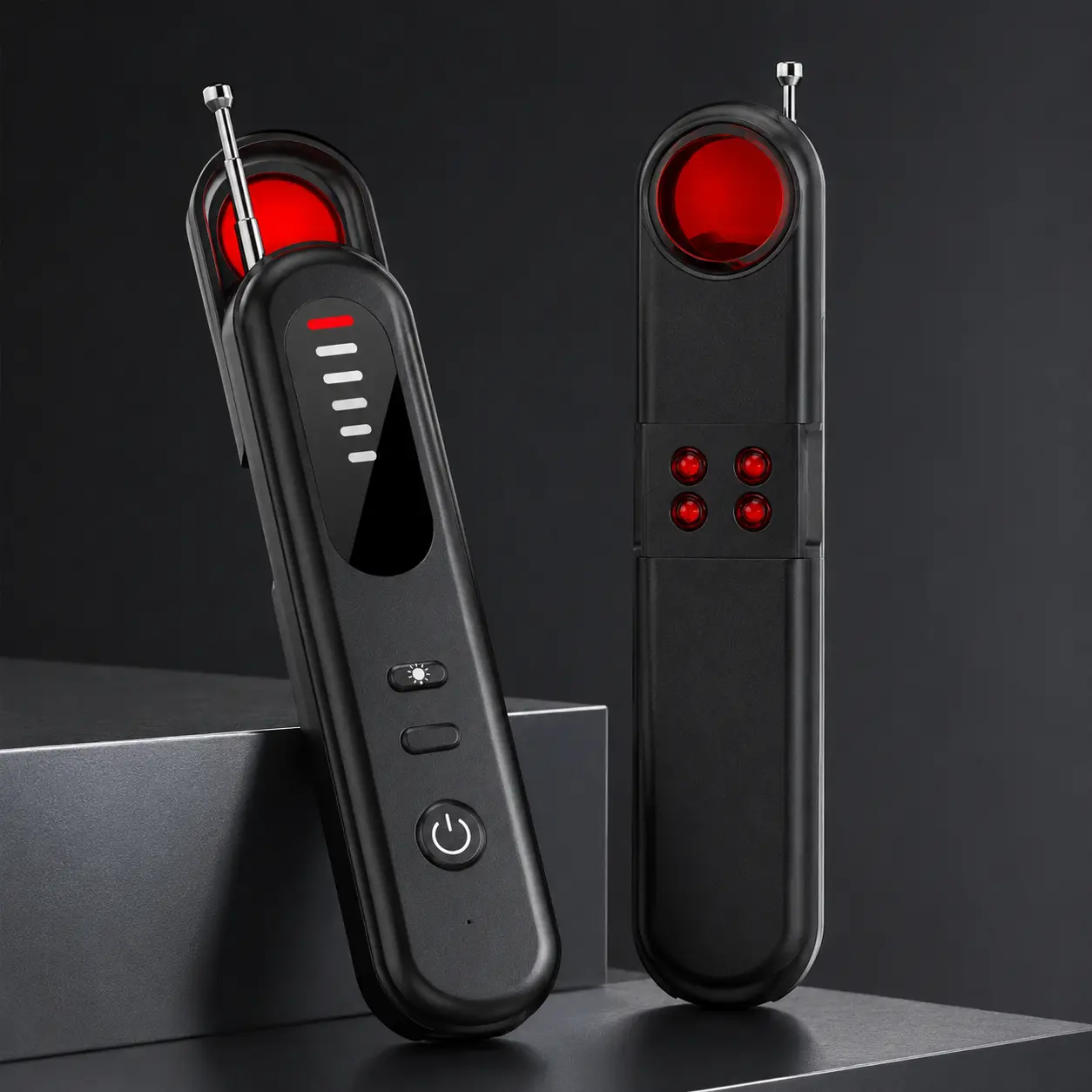 Anti Spy Hidden Camera Detector - RF Scanner, Wi-Fi & GPS Tracker Detector, 4 LED Lights, 6 High-Precision Settings, Portable Wireless Bug Finder with Night Vision for Car, Hotel Room, Business Privacy Security