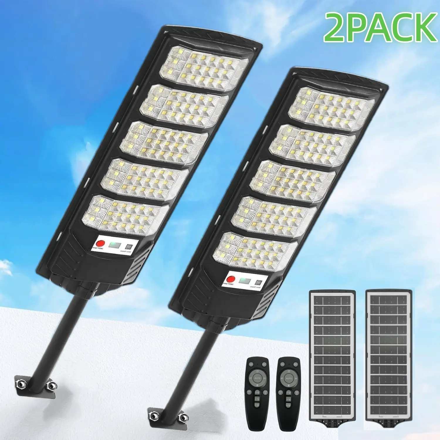 Solar Street Lights Outdoor, 13000LM 6500K Waterproof LED Solar Flood Lights with Motion Sensor, Dusk to Dawn Solar-Powered Light for Outside, Security Lights for Parking Lot Yard Driveway Waterproof Floodlight