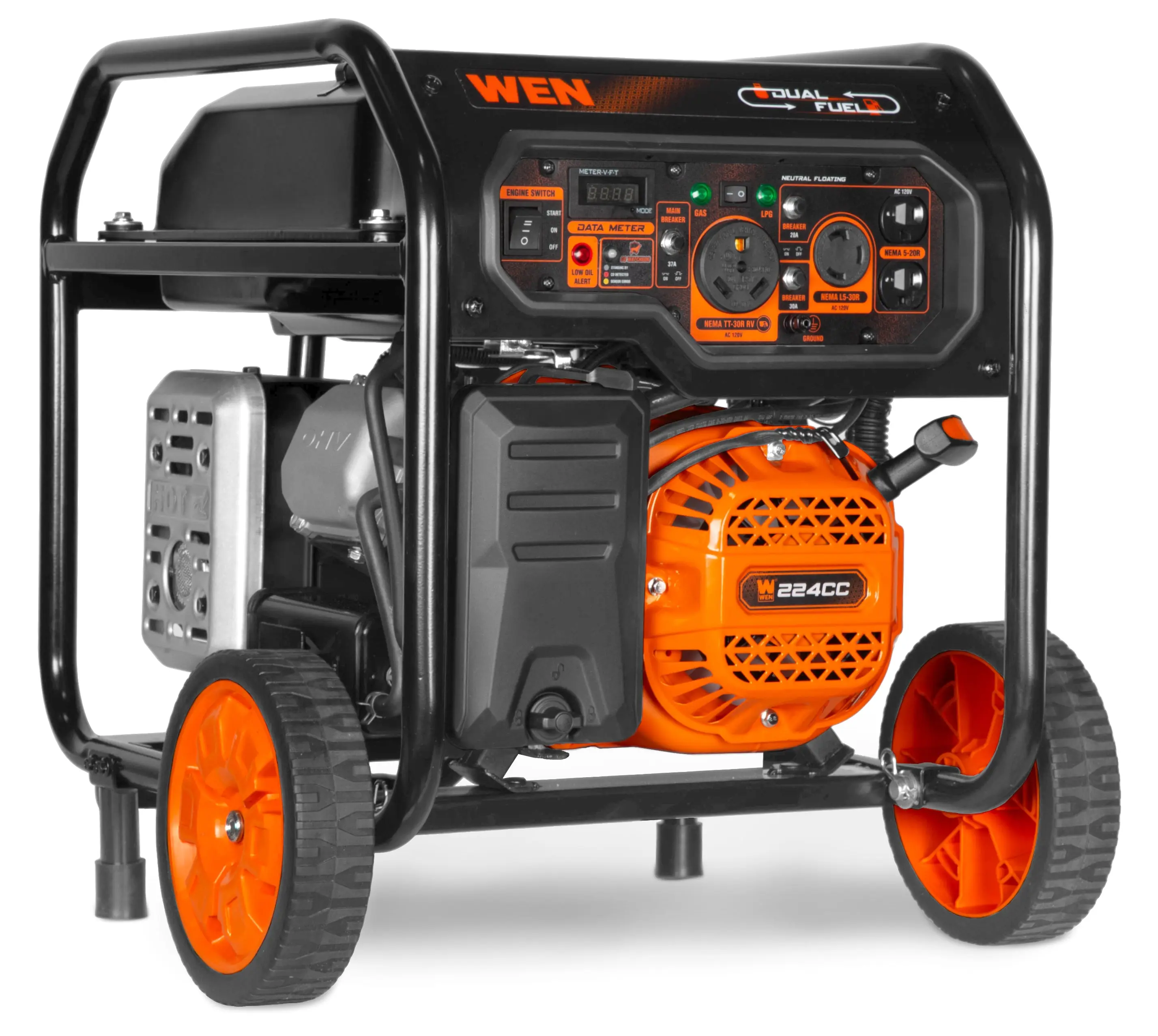 WEN DF5600X 5,600-Watt Dual Fuel Portable Generator - Blackout Ready Emergency Prep Unit with Wheel Kit, Electric Start, CO Watchdog