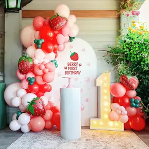 130-Piece Strawberry Balloon Arch Kit with Mylar Berry Balloon for Sweet One Birthday Party