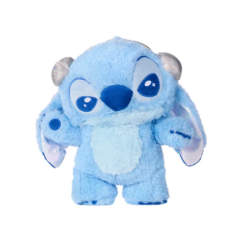Genuine Disney Stitch Series No.12 Cool Standing Plush Doll with Headphones, Desktop Ornament & Gift Toy