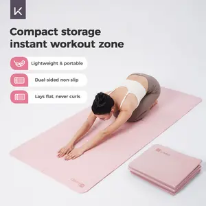KEEP Folding Yoga Exercise Mat,72''x 24'' 6mm Thick Anti-Slip Antibacterial Easy Storage Portable Exercise Mat for Home Gym Travel with Elastic Sport Band