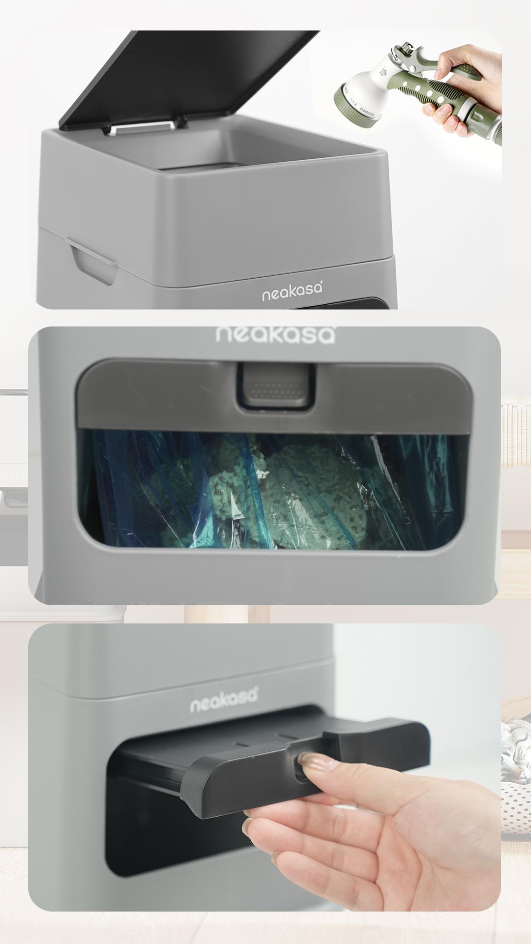 Neakasa PooGuard Waste Disposal Receptacles, 9.2L Trash Can for Cat Litter, Dog Waste & Diapers, with Viewing Window, Wider Opening, and 4-Month Refill (Gray)