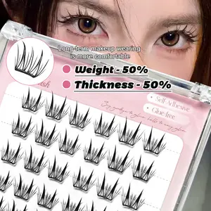 36pcs C-Curl Self-Adhesive Lash Clusters, Natural Cartoon Makeup Effect, No Glue Needed, Invisible Tape - Long-Lasting, No Sticky Residue, Pre-Glued Lash Clusters, False Lash Clusters, Individual False Lashes, False Eyelashes