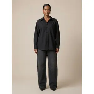 Oversized Button Front  Shirt