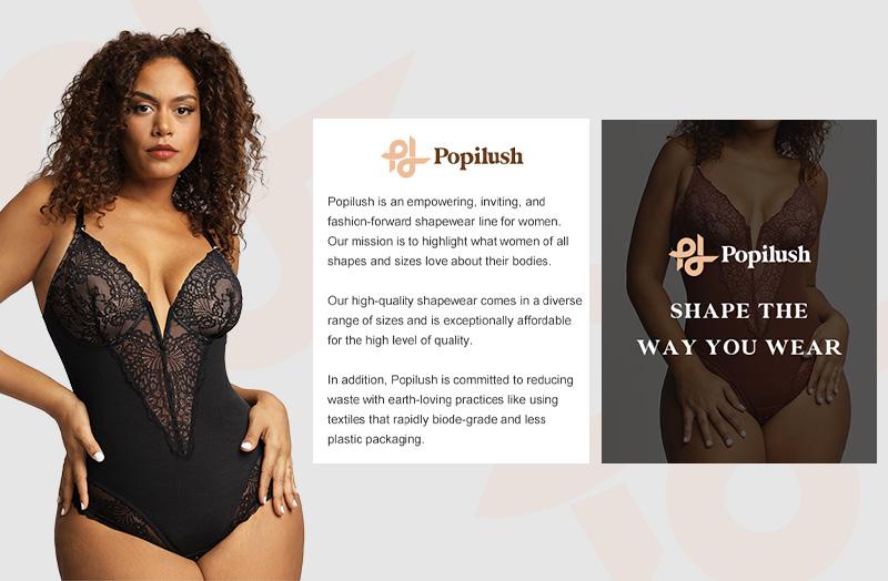 Popilush Deep-V Neck Built-in Shaper Lace Bodysuit Elegant Adjustable - live Popilush Deep-V Neck Built-in Shaper Lace Bodysuit Elegant Adjustable - live
