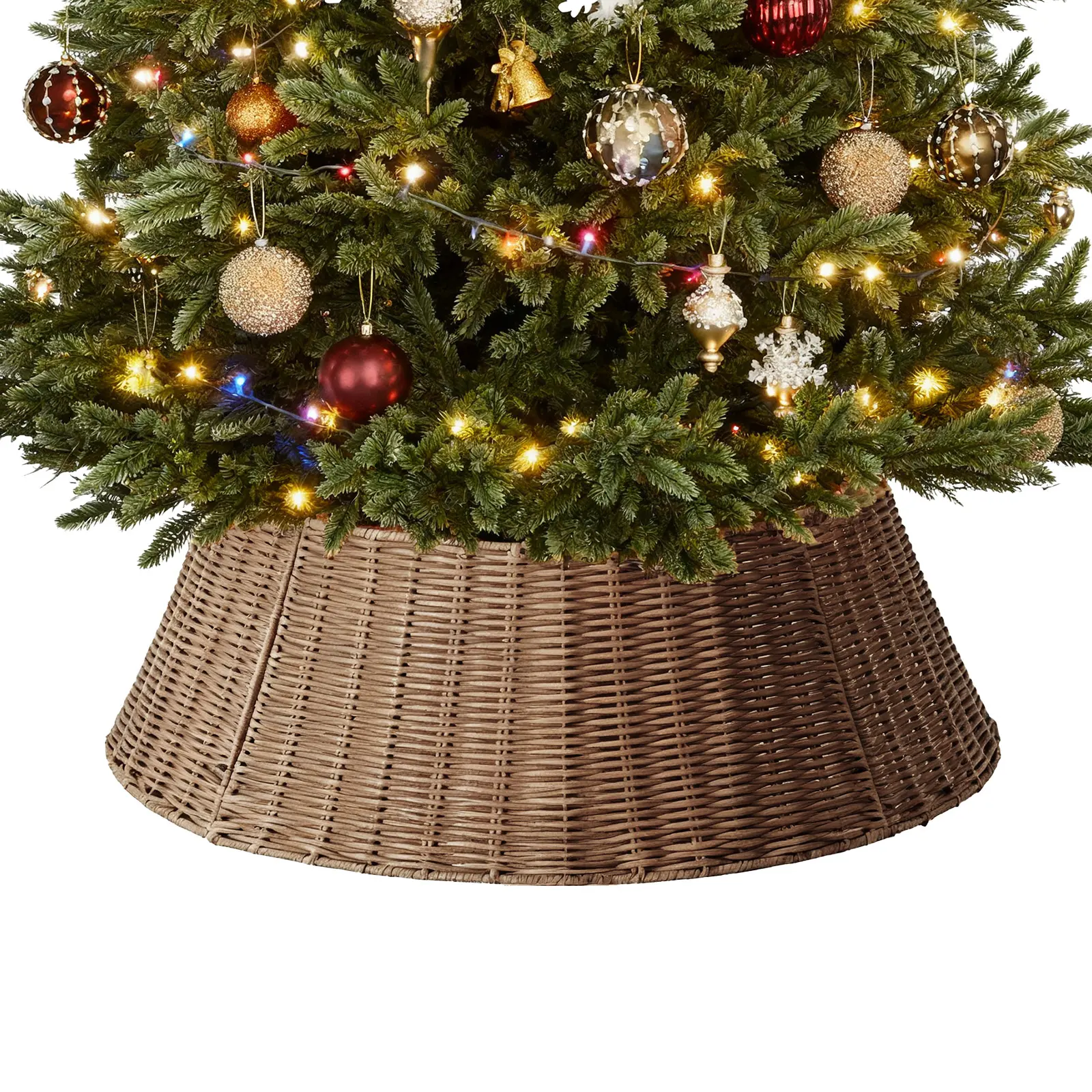 Christmas Tree Collar, 4-Piece Durable Wicker Base Cover for Artificial Trees, Holiday Decorations