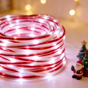 33FT 100L Red White Candy Solar String Lights for Outside Waterproof Holiday Party Patio Garden Decor Rechargeable USB Charging 8 Modes Tree Ornaments Christmas Lights  Decoration