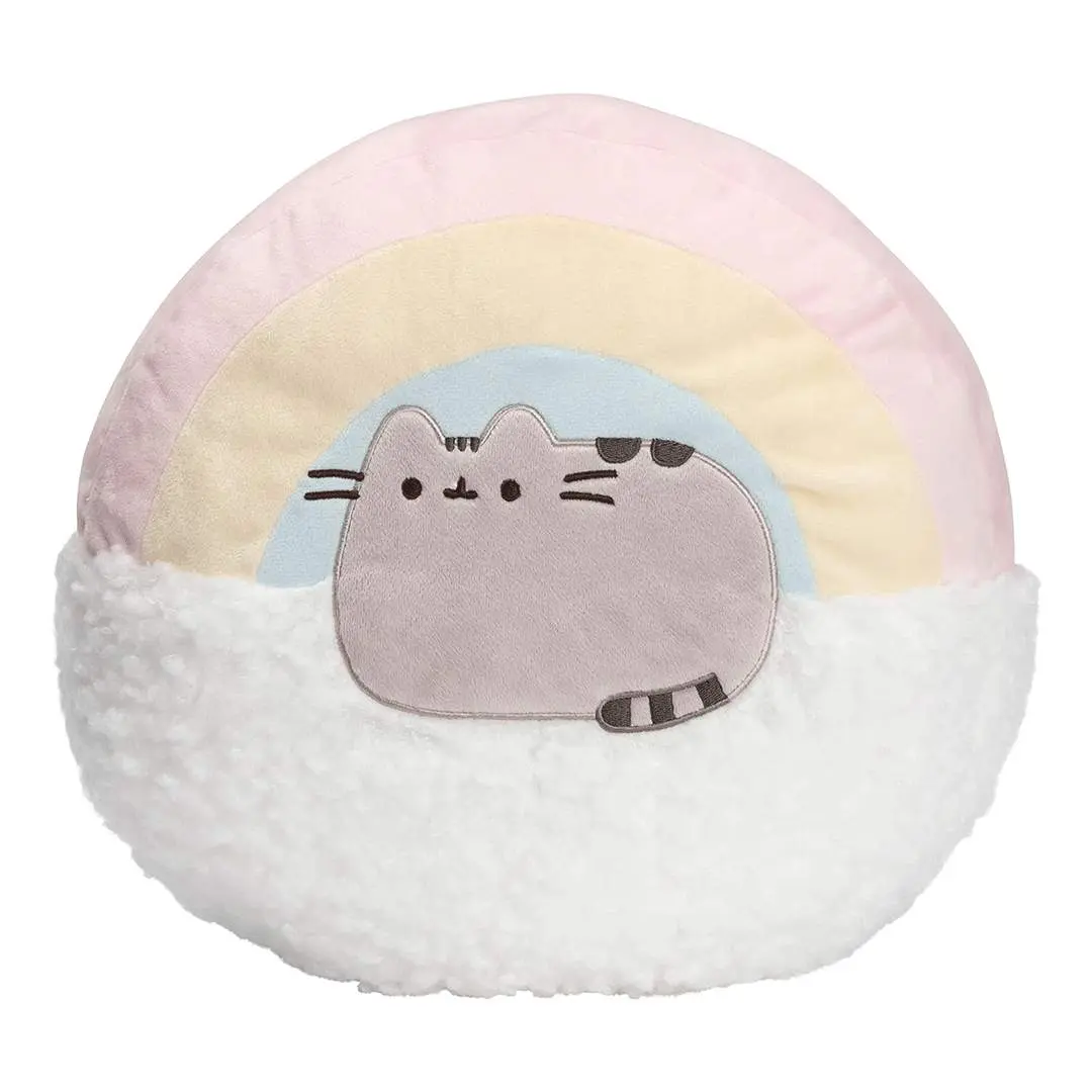 GUND Pusheen 13" Round Rainbow Stuffed Cushion - Cozy Snuggle Round Shape Plush Toy, Cartoon Character Collectible, 13" Cloud Cushion, Plush Toy Centerpiece, Cute Collectible Soft Stuffed Animal, Cute Plushies, 13 In