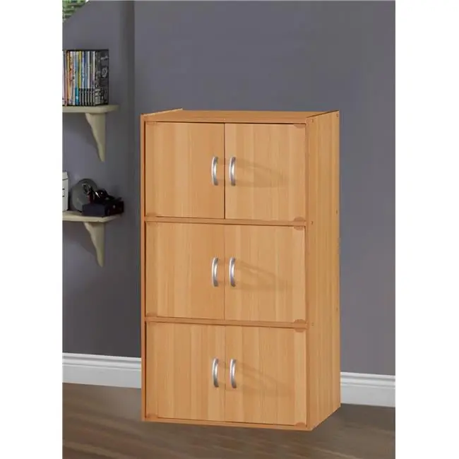 Hodedah 6-Door Wood Storage Cabinet - Multi-Use Bedroom Storage Unit, Suitable for Office Use, 15x24x41in, 50.6 lbs