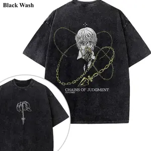 Kurapika Vintage Wash Tee, Hunter x Hunter T-shirt 2-Sided, Anime Graphic Tees, Unisex Shirt, Anime Gift For Fan, Gym Workout Shirt, Menswear Womenswear Crew Neck Oversize Fit Heavy Cotton