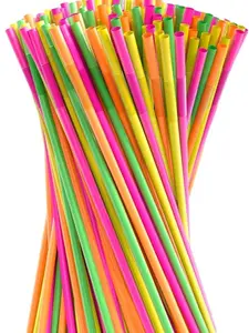 200 Pcs Extra Long Straws Disposable – Flexible Long Plastic Straws for Tumblers & Tall Drinks, Stretchable 17.1"- 19.5", Easy to Bend for Different Shapes, Neon Colors for Parties & Special Occasions