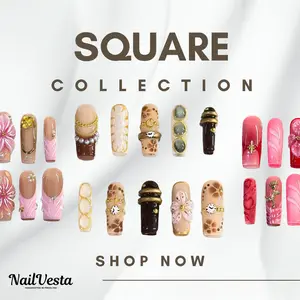 NailVesta SQUARE COLLECTION – 100% Handcrafted 3D Press-On Nails | Reusable, Long-Lasting, Salon-Quality
