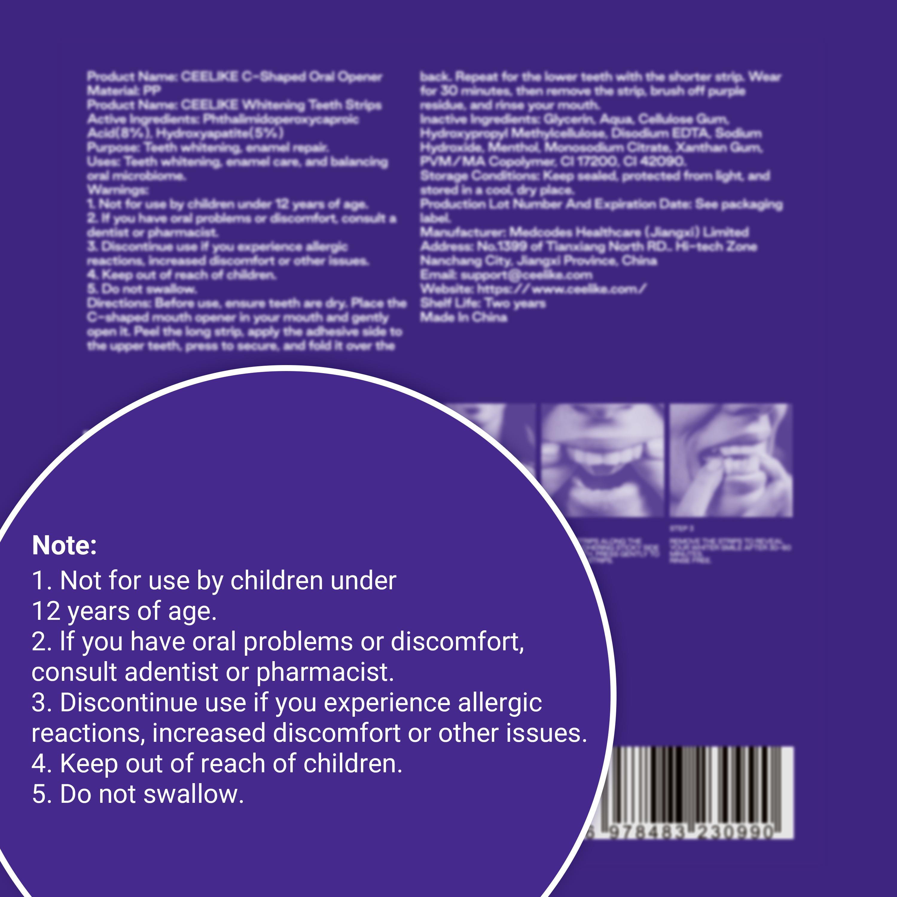 【CEELIKE】 Purple Teeth Whitening Strips With Free Cheek Retractor - 7/21 Whitening Sessions -Nano-Hydroxyapatite Safe for Enamel - Non Sensitive Teeth Whitening - Peroxide-Free 【CEELIKE】 Purple Teeth Whitening Strips With Free Cheek Retractor - 7/21 Whitening Sessions -Nano-Hydroxyapatite Safe for Enamel - Non Sensitive Teeth Whitening - Peroxide-Free