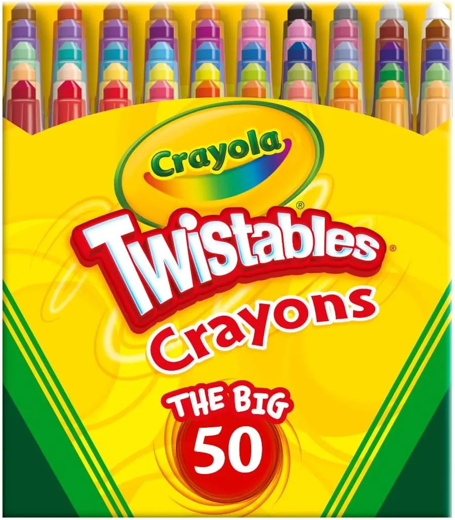 Crayola Mini Twistables Crayons (50ct Assorted) - Compact, No-Peel, Less-Mess, Durable and Long-Lasting Unisex Preschool Arts Crafts Stationery, Educational Toy for 3-4 Years, Christmas Stocking Stuffer