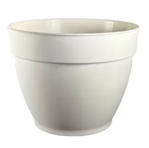 12-Inch Recycled Planter Pot – Cream Color – Wide Opening Flower Pot